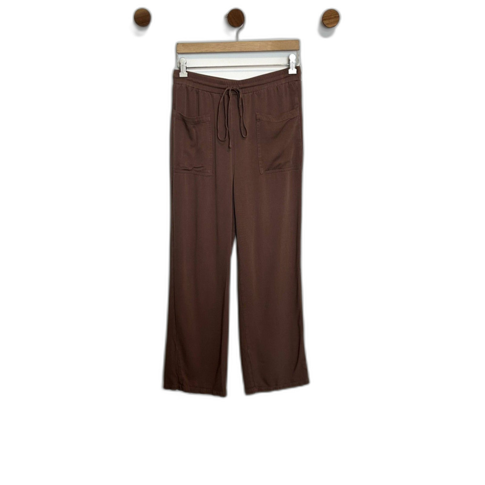Stella Luce Womens Pants Size Large Straight Leg Brown Rayon Pockets Lounge